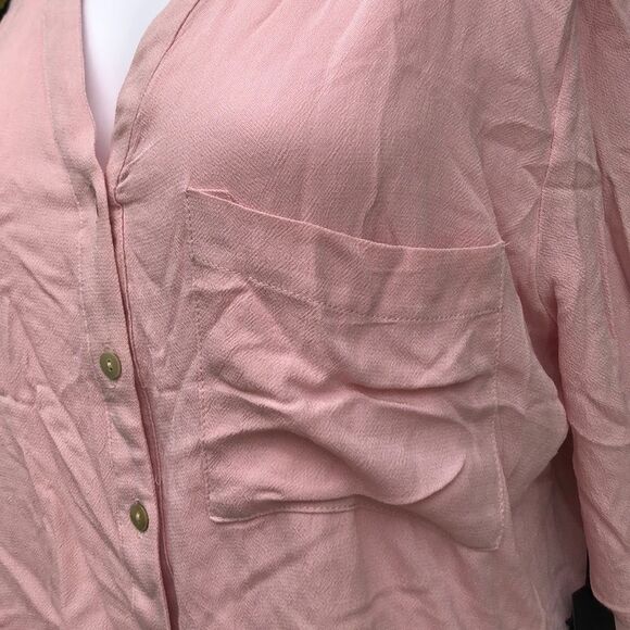 Chloe & Katie Crepe Button Front Shirt Size Small - Picture 4 of 8